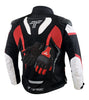 Tarmac Corsa Level 2 + PU Chest Protectors Riding Jacket (Black White Red) Combo Offer + FREE Tarmac Tex Red Gloves