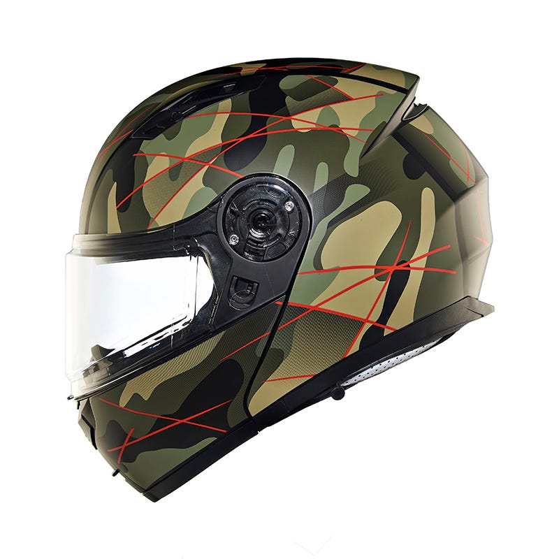 Royal Enfield Lightwing Modular Multi Camo Matt Black Red Helmet