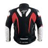 Tarmac Corsa Level 2 + PU Chest Protectors Riding Jacket (Black White Red) Combo Offer + FREE Tarmac Tex Red Gloves