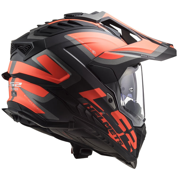 LS2 MX701 EXPLORER Alter Matt Black Fluro Orange Helmet Moto Central