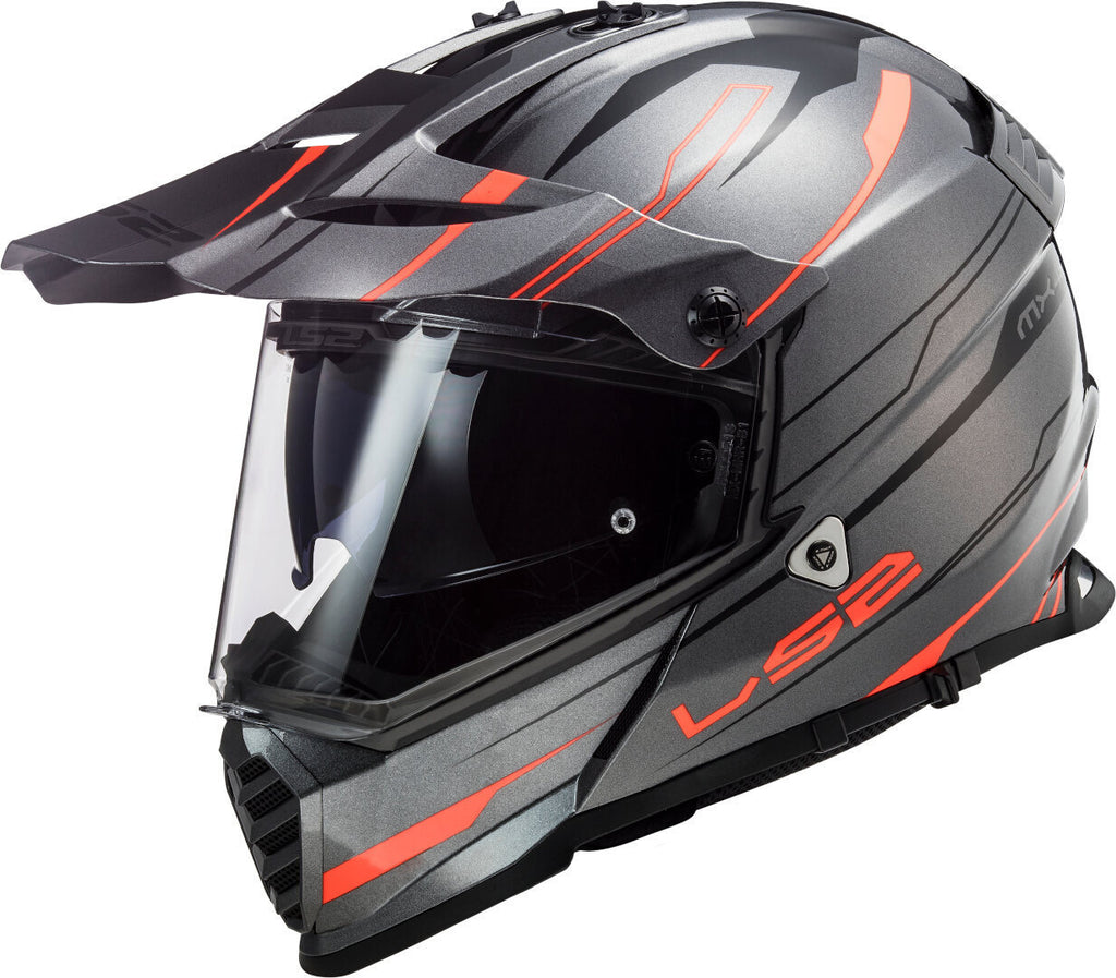 LS2 MX436 Pioneer Evo Knight Gloss Titanium Orange Helmet