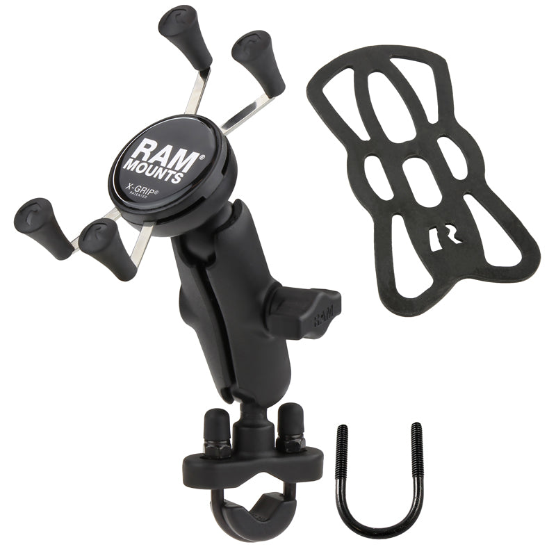 RAM Mounts Handlebar U-Bolt Mount with Universal RAM X-Grip® Cell/iPhone Cradle, Mobile Mounts, RAM Mount, Moto Central