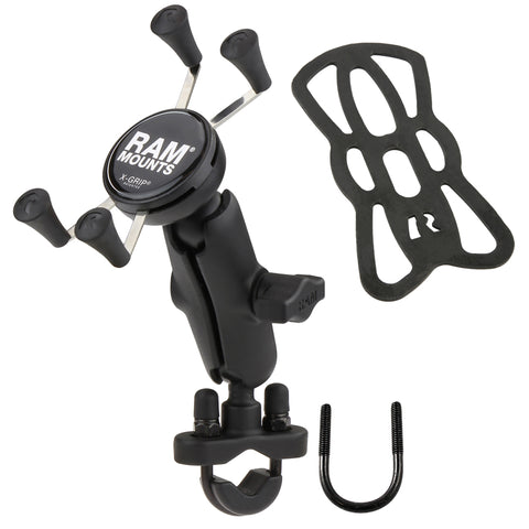 RAM Mounts Handlebar U-Bolt Mount with Universal RAM X-Grip® Cell/iPhone Cradle, Mobile Mounts, RAM Mount, Moto Central