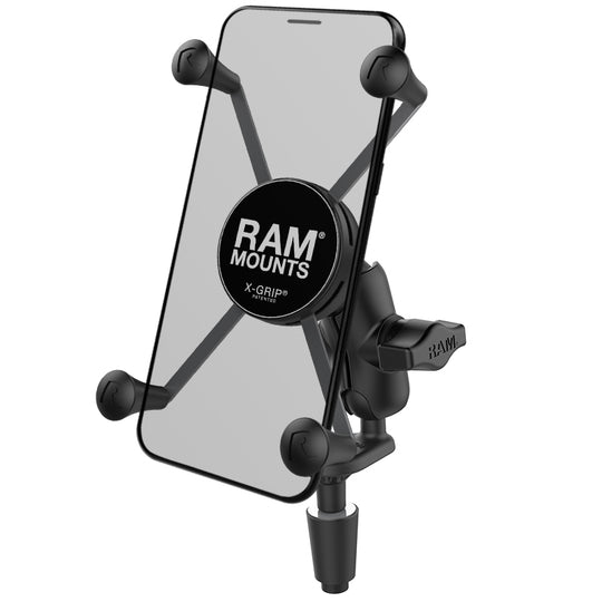 RAM Mounts X Grip Large Phone Mount with Motorcycle Fork Stem Base (RAM-B-176-A-UN10U)