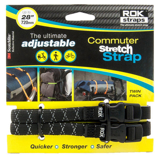 ROK Straps 12mm Adjustable Black Reflective