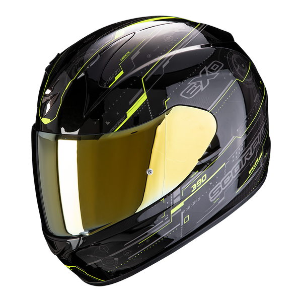 SCORPION EXO 390 Beat Gloss Black Neon Yellow Helmet