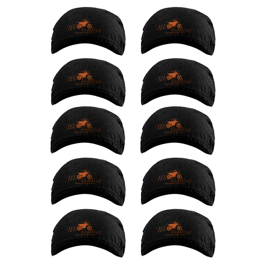 Moto Central Skull Cap Beanie for Helmets (Black) Pack of 10