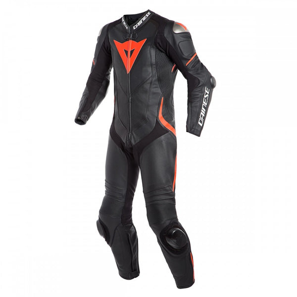 Dainese Laguna Seca One Piece Suit Perforated Leather Black Black Fluro  Red