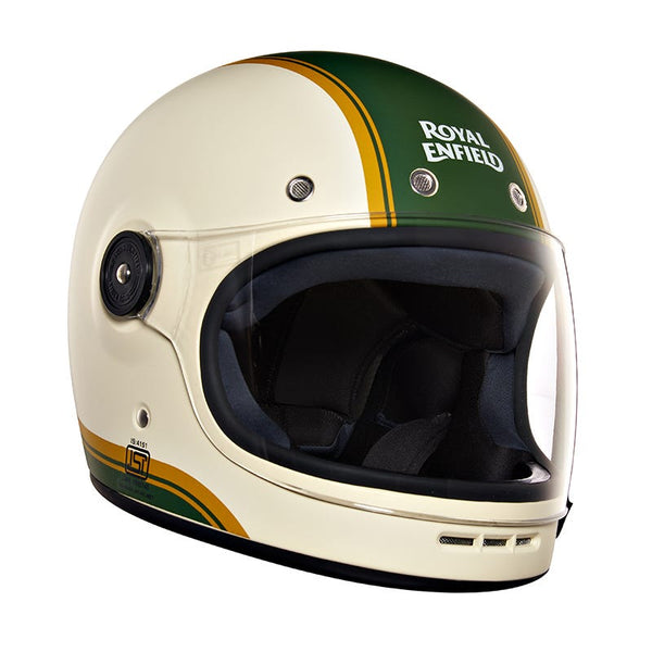 Royal Enfield FF Drifter V2 Big Stripe Matt Battle Green Helmet Moto Central