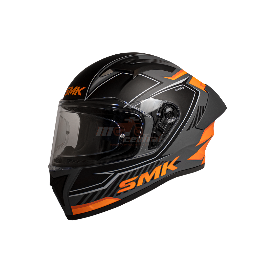 SMK Stellar Sports Adox Gloss Grey Orange Black (GL672) Helmet