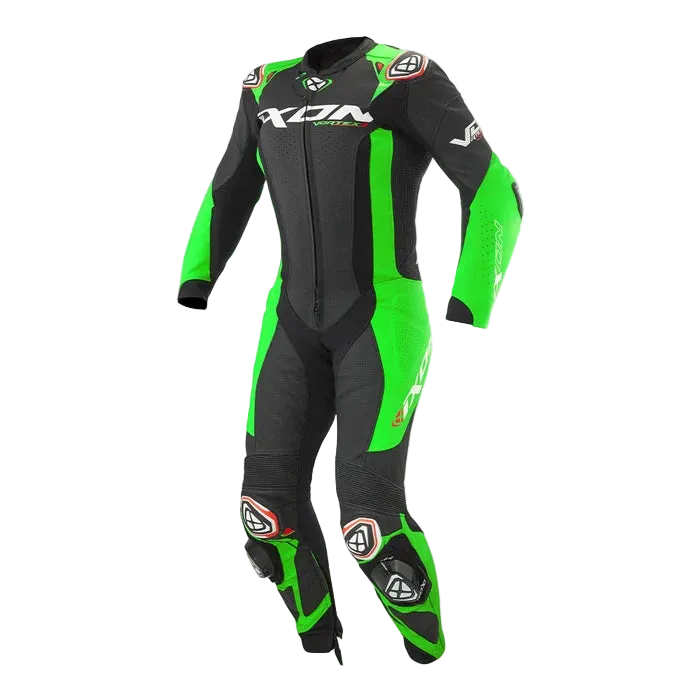 IXON Vortex 3 CE AAA Certified Leather Racing Suit (Black Green)