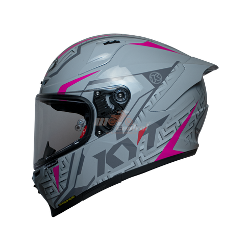 KYT Striker #02 Gloss Asphalt Grey Fuxia Helmet