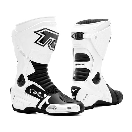 Tiger Racing XONE PRO Riding Boots (White Black)