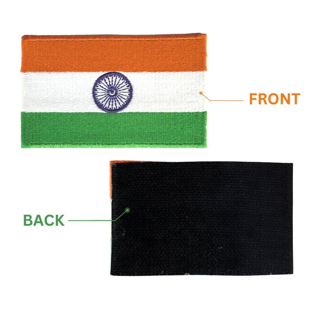 QUIPCO Embroidered Tricolour India Flag Velcro Patch (Small)