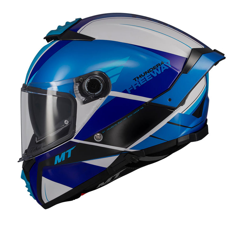 MT Thunder 4 SV Freeway A17 Gloss Blue White Helmet
