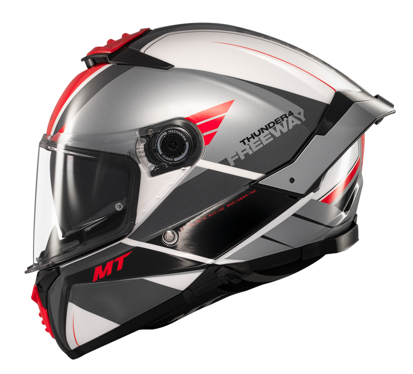 MT Thunder 4 SV Freeway A5 Gloss Grey Red Helmet