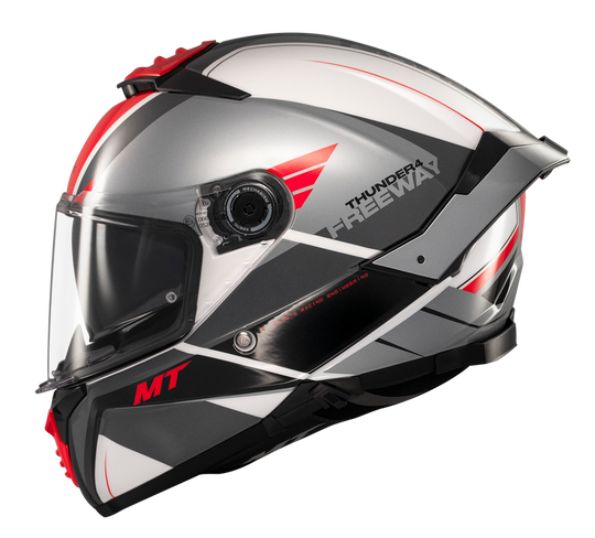 MT Thunder 4 SV Freeway A5 Gloss Grey Red Helmet
