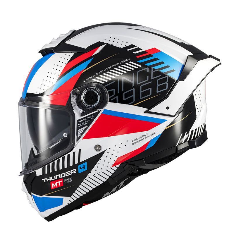 MT Thunder 4 SV Luminence A7 Gloss White Blue Red Helmet