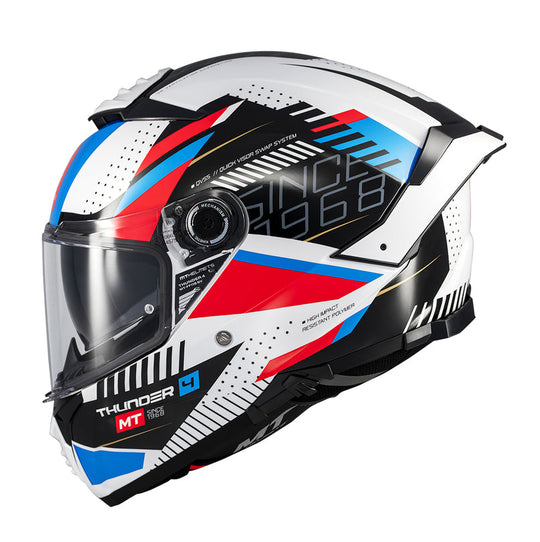 MT Thunder 4 SV Luminence A7 Gloss White Blue Red Helmet
