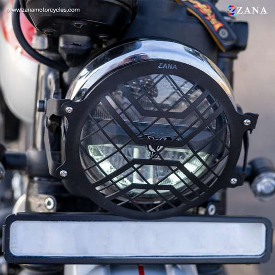 ZANA YEZDI SCRAMBLER / ADVENTURE HEAD LIGHT GRILL SS (BLACK) (ZI-8177)
