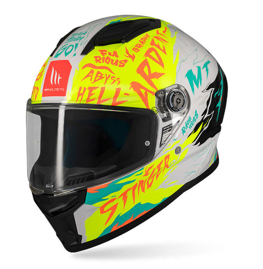 MT Stinger 2 Ardent A3 Gloss White Yellow Helmet