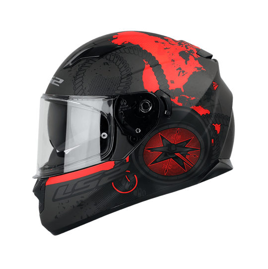 LS2 FF320 Stream Evo Viator Black 7C Red Matt Helmet (D Ring)