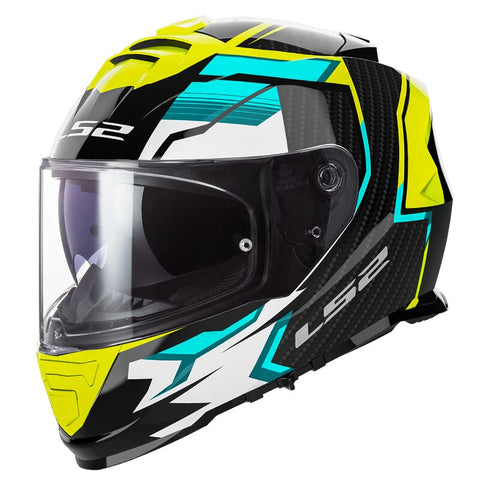 LS2 FF800 Storm II Tracker Black Hi Viz Yellow Gloss Helmet (D Ring)