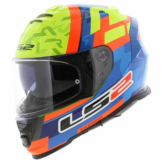 LS2 FF800 Storm II Salvador Replica Blue HI Viz Yellow Gloss Helmet (D Ring)