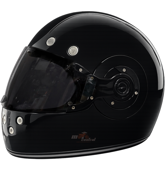 SMK Retro Solid Gloss Black with Tinted Visor (GL220) Helmet