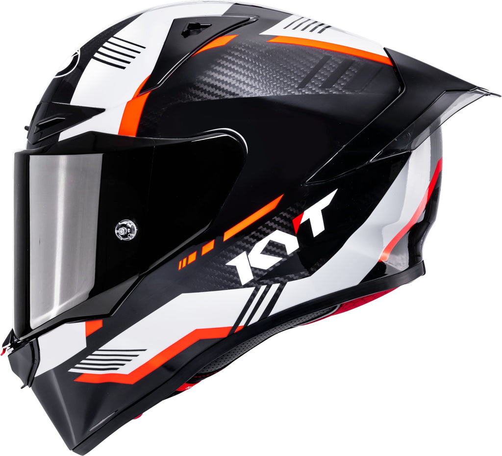 KYT R1R Carbon Zone Gloss Black Orange Helmet