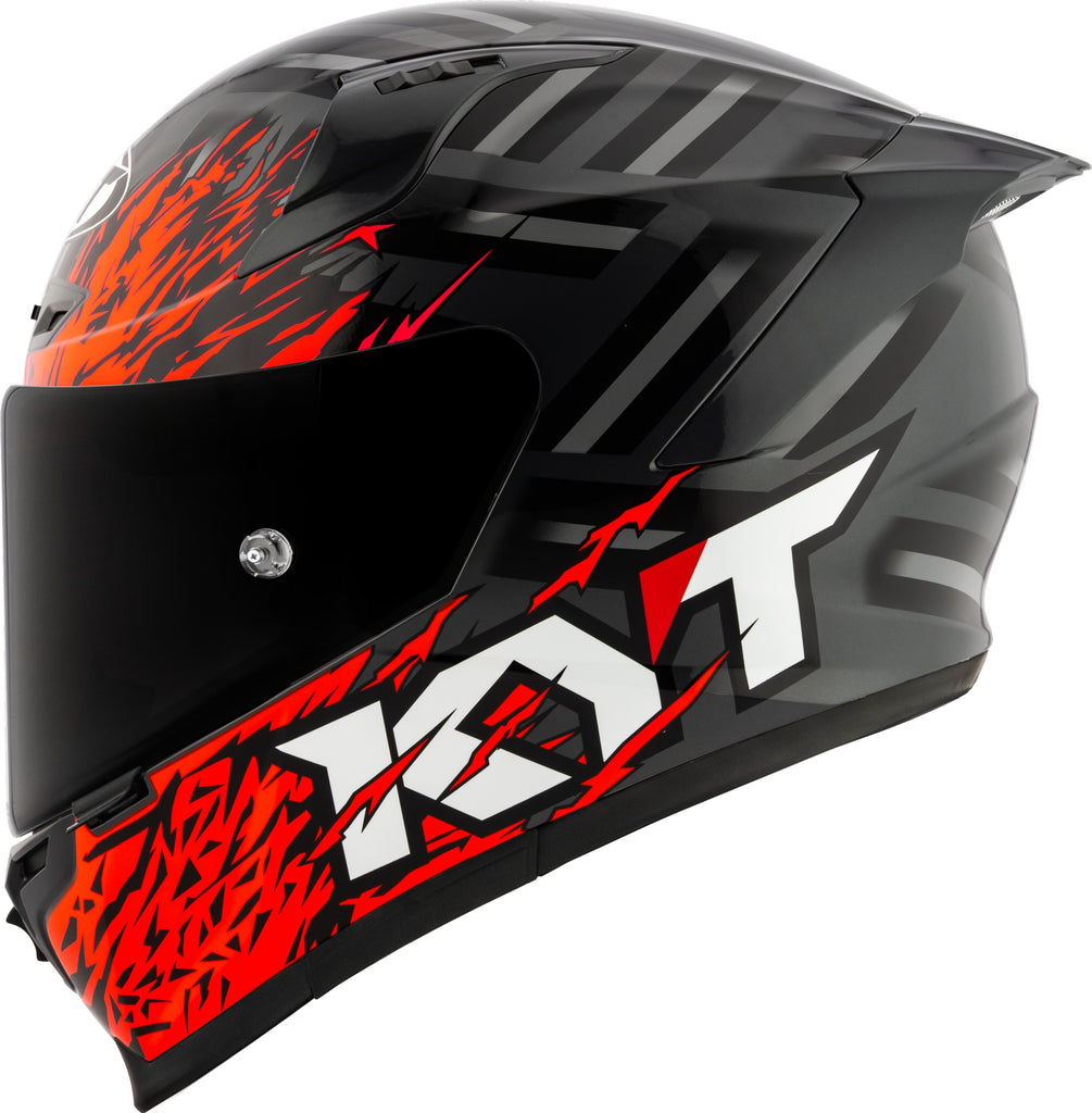 KYT Striker Flaming Gloss Anthracite Red Helmet