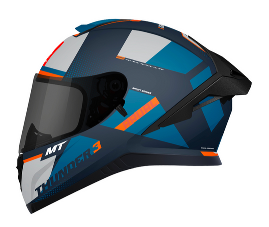 MT Thunder 3 SV Spoiler Arual C7 Gloss Grey Blue Orange Helmet