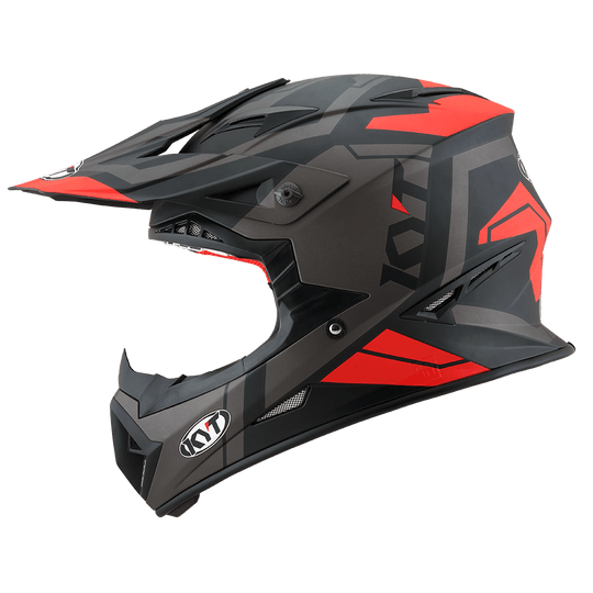 KYT MX Jumpshot #3 Black Red Fluro Matt Helmet