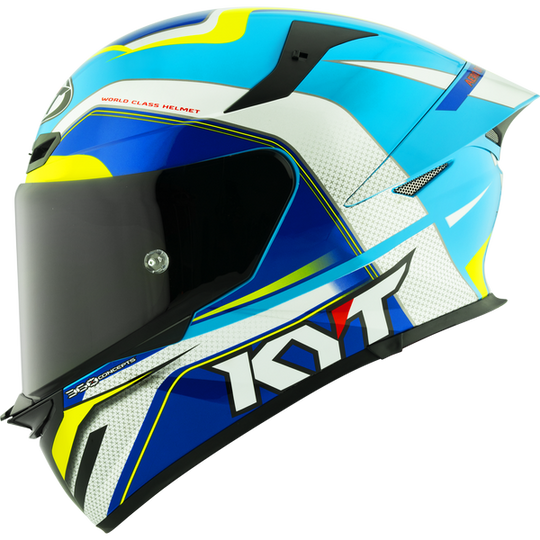 KYT TT Revo Grand Prix White Light Blue Gloss Helmet