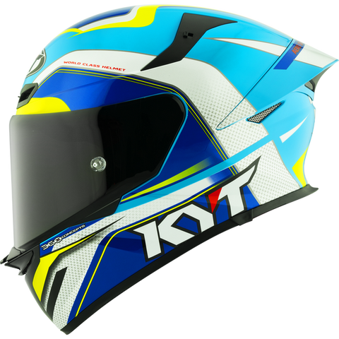 KYT TT Revo Grand Prix White Light Blue Gloss Helmet