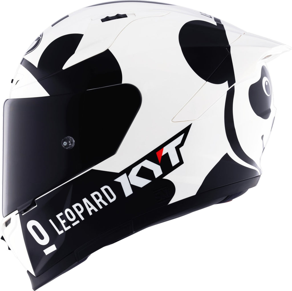 KYT Striker Leopard Panda Gloss White Black Helmet