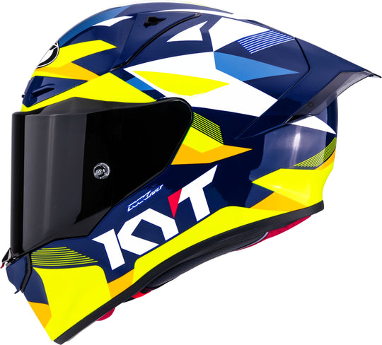 KYT R1R Diamond Gloss Blue Yellow Helmet
