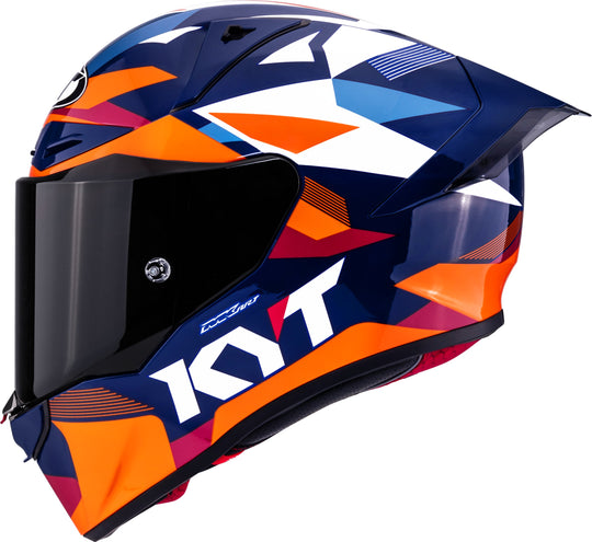 KYT R1R Diamond Gloss Blue Orange Helmet