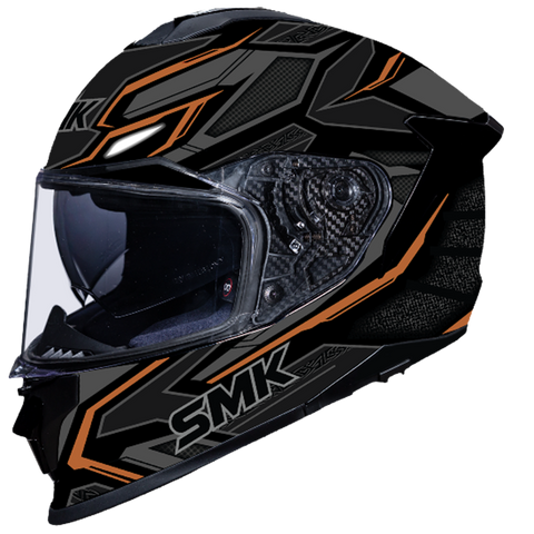 SMK Titan Panther Gloss Black Grey Orange (GL267) Helmet