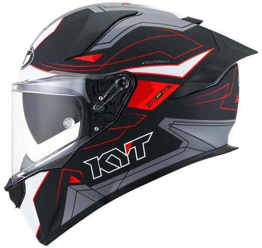 KYT R2R Pro LED Matt Black Grey Fluro Red Helmet