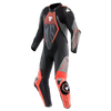 Dainese Audax D Zip Men One Piece Motorcycle Perforated Leather Suit (Black Red Fluro Antracite) - Moto Central