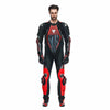 Dainese Audax D Zip Men One Piece Motorcycle Perforated Leather Suit (Black Red Fluro Antracite) - Moto Central