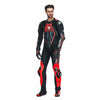 Dainese Audax D Zip Men One Piece Motorcycle Perforated Leather Suit (Black Red Fluro Antracite) - Moto Central