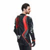 Dainese Audax D Zip Men One Piece Motorcycle Perforated Leather Suit (Black Red Fluro Antracite) - Moto Central