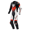 Dainese Laguna Seca 6 Men One Piece Motorcycle Perforated Leather Suit (Black White Fluro Red) - Moto Central