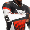 Dainese Laguna Seca 6 Men One Piece Motorcycle Perforated Leather Suit (Black White Fluro Red) - Moto Central