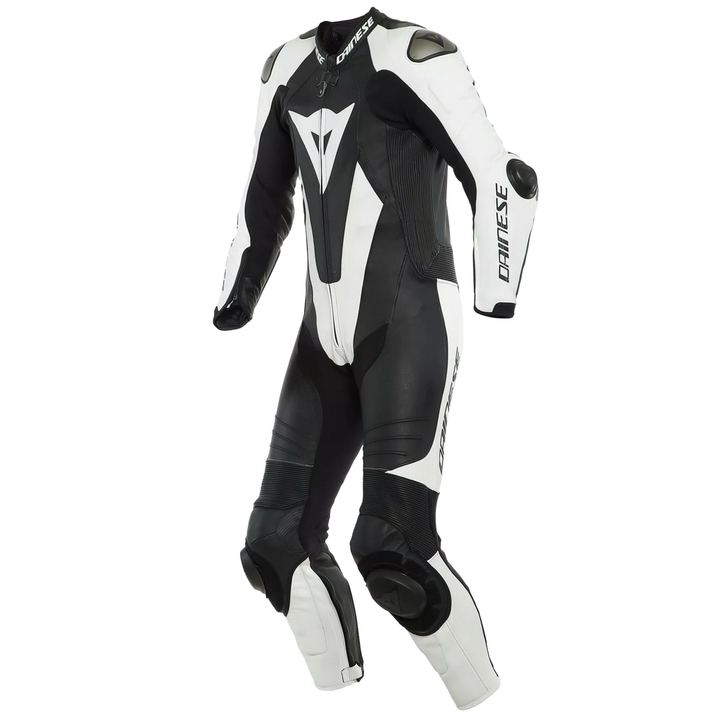 Dainese Laguna Seca 5 Men One Piece Perforated Leather Suit (Short / Tall) (Black White) - Moto Central