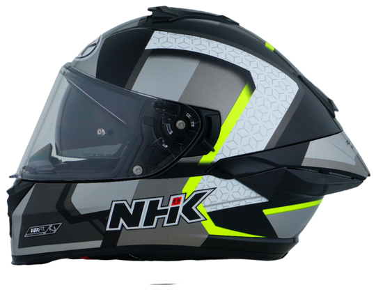 NHK K5R Retro Gloss Black Silver Yellow Helmet