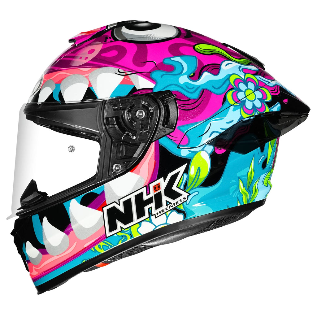 NHK K5R Ride with Grin Gloss Multi Blue Black Helmet