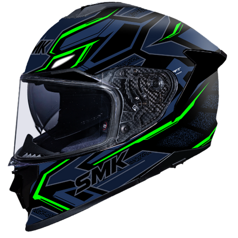 SMK Titan Panther Gloss Black Blue Green (GL258) Helmet